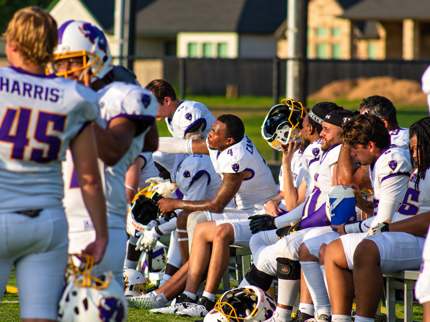 Bison players together on game day
